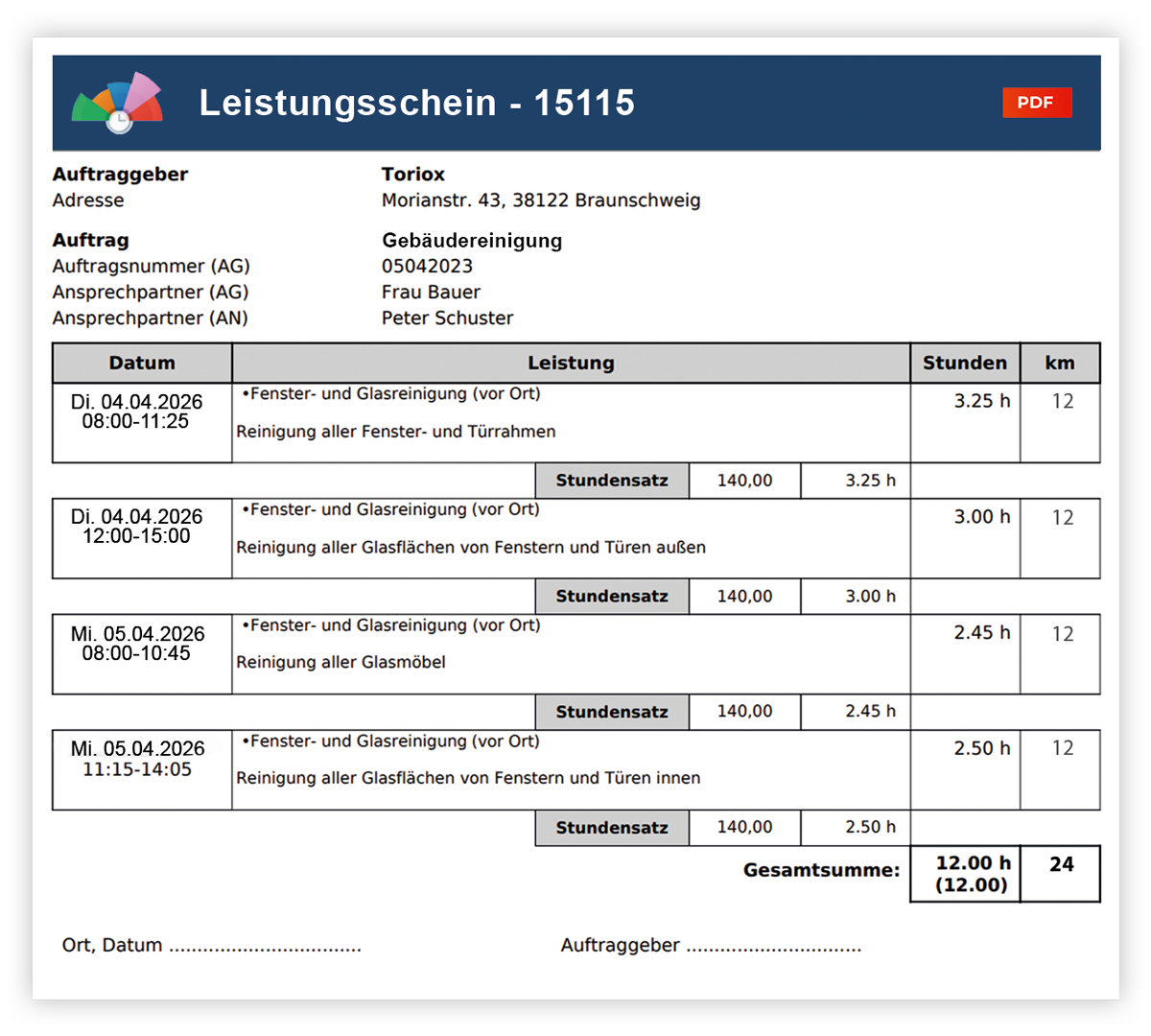 PLATZHALTER Leistungsschein