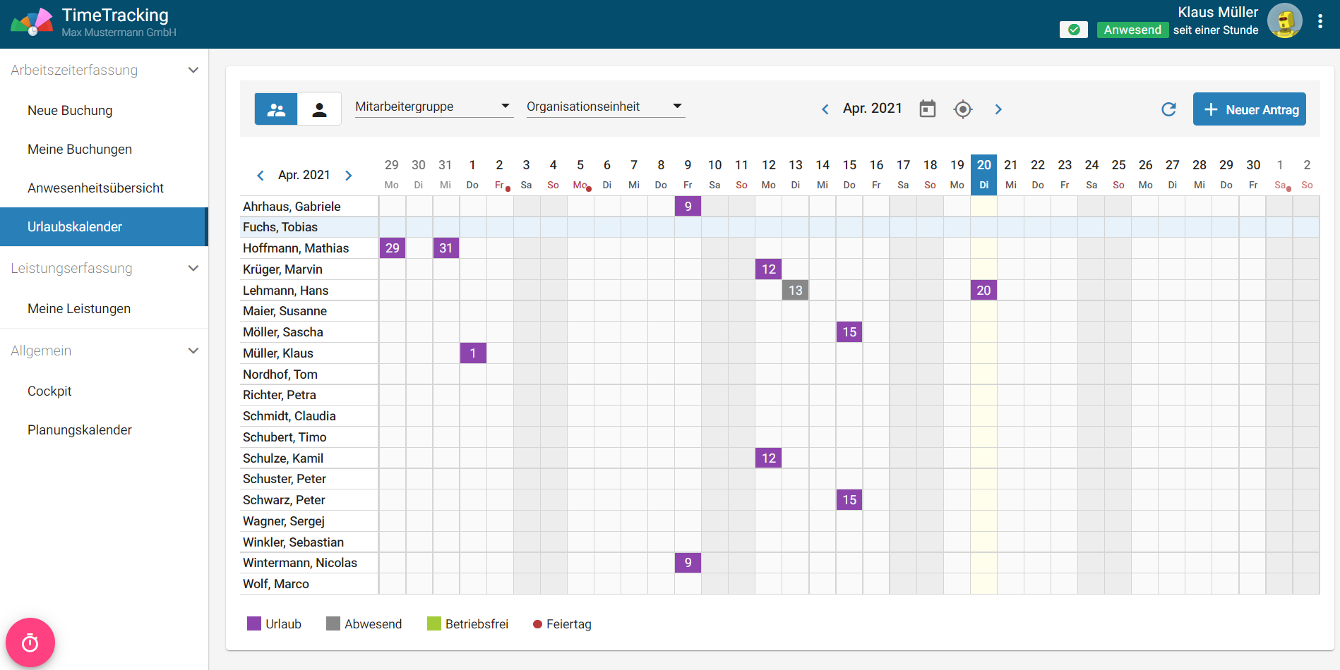 Urlaubskalender neu